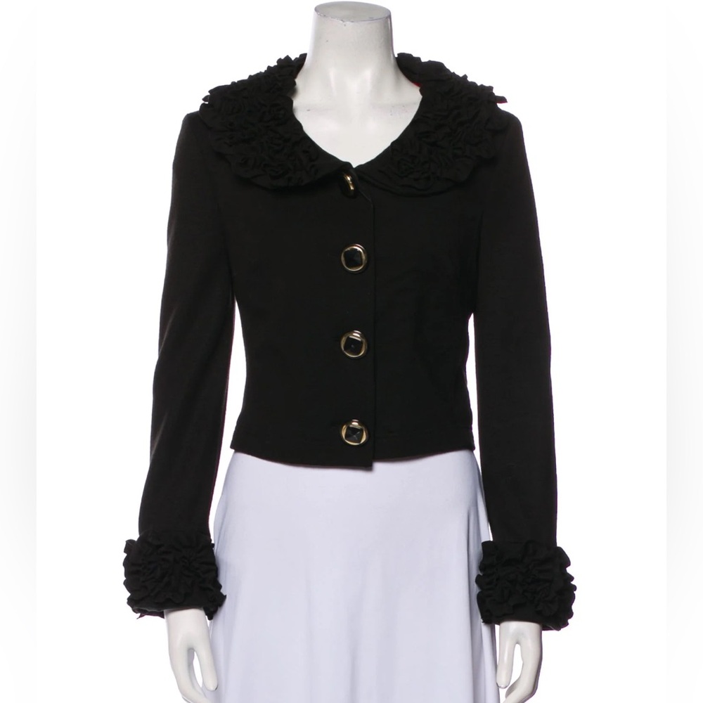 D&G Black Blazer with Red Accents and Ruffle Details